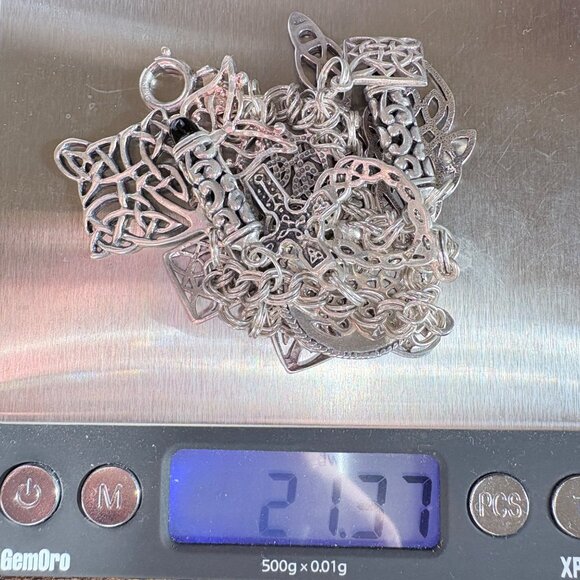 VTG Sterling Silver 925 Celtic Knot & Heart Charm Bracelet Size 8.5" Length - Picture 14 of 14